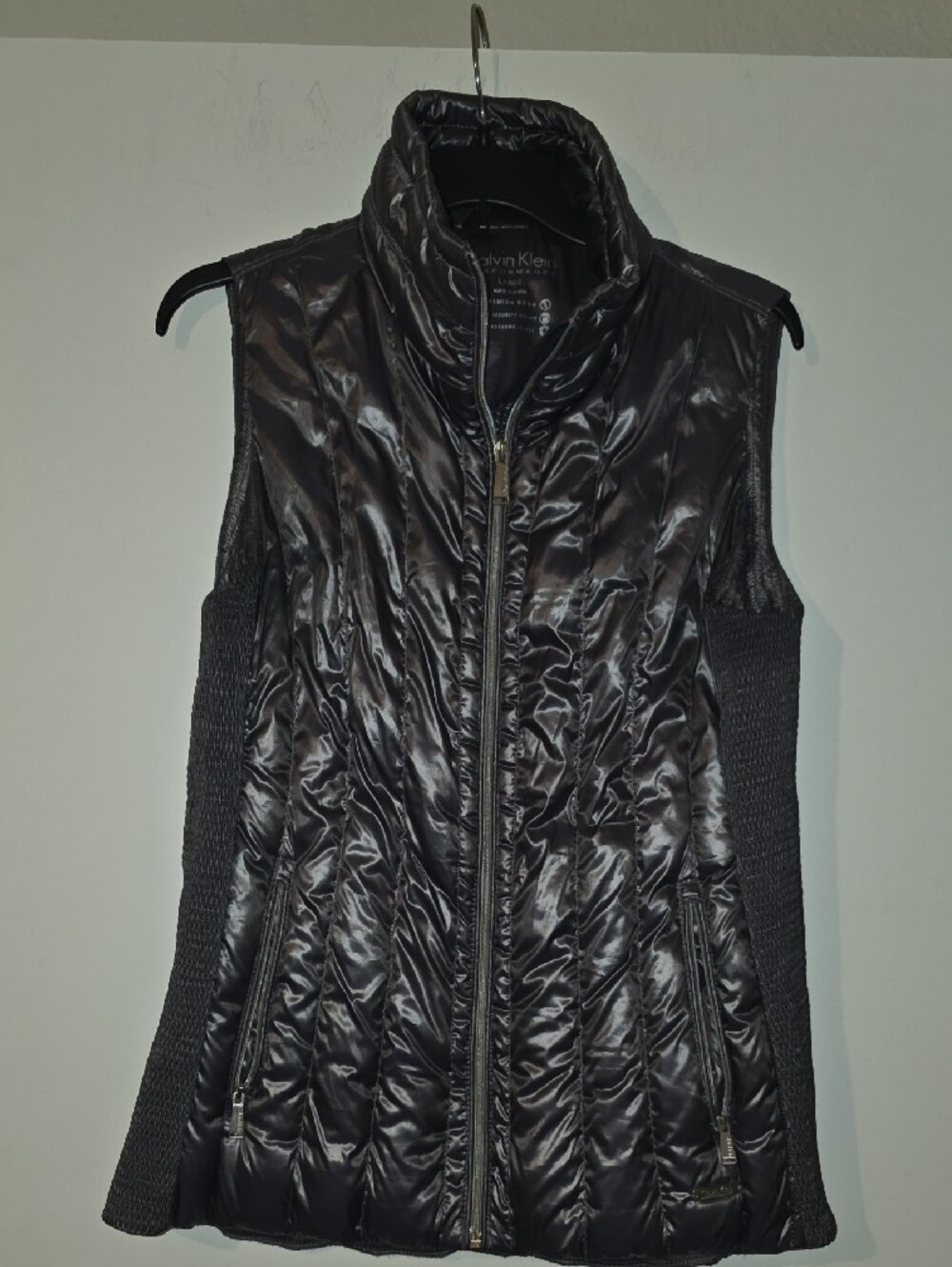 Calvin Klein Shiny Black Quilted Sleeveless Vest
